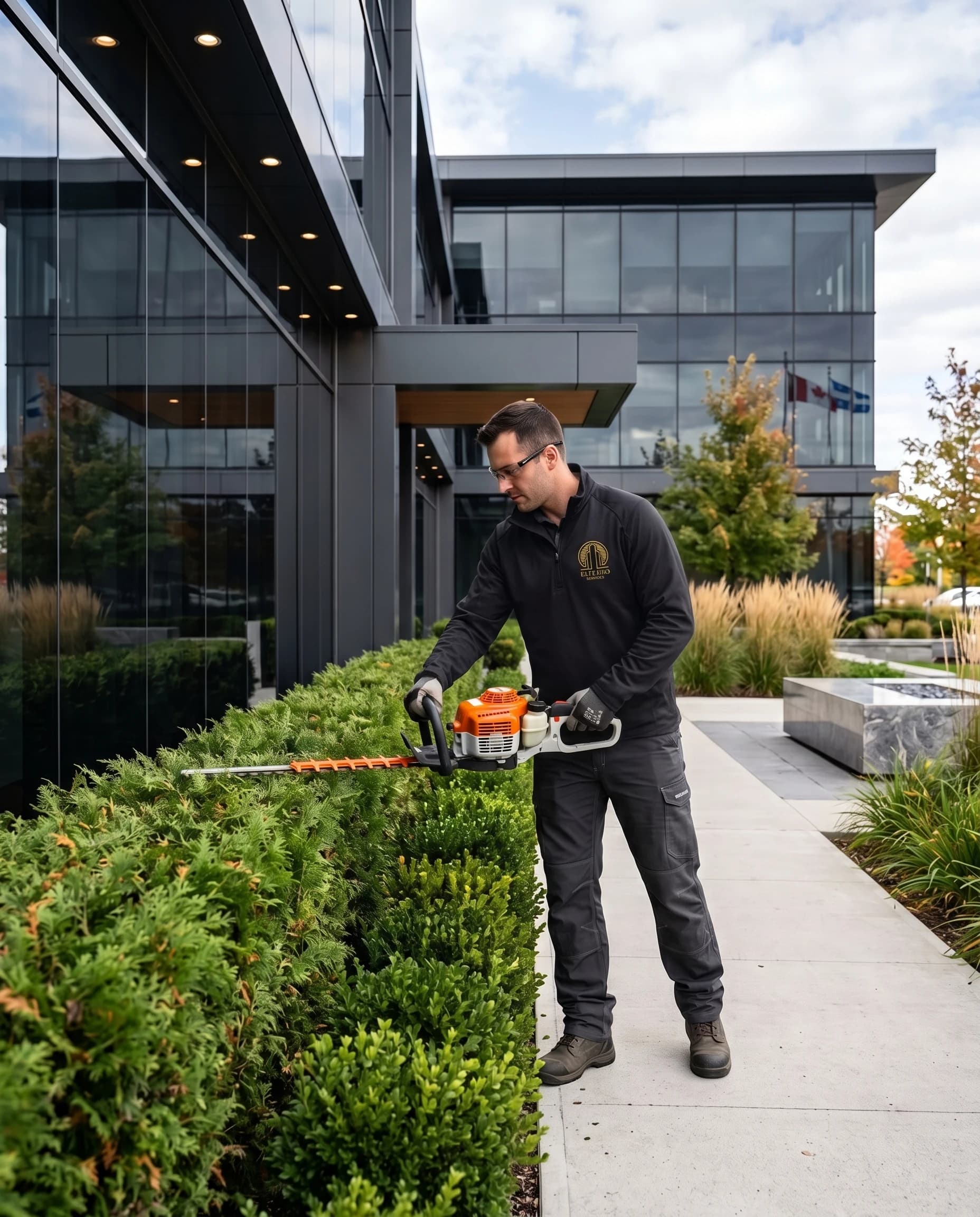 Entretien des espaces extérieurs d’une propriété commerciale